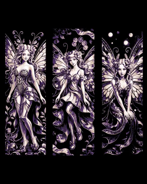 HueForge model: Mesmerizing glass portraits of Fantasy Fairies - Set of Bookmarks by BooneCo3d