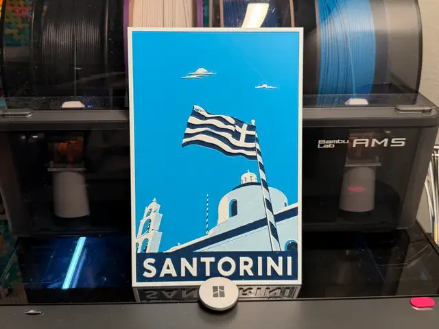 HueForge model: Santorini Greece Blue Dome Building/Flag HueForge by liv_3d