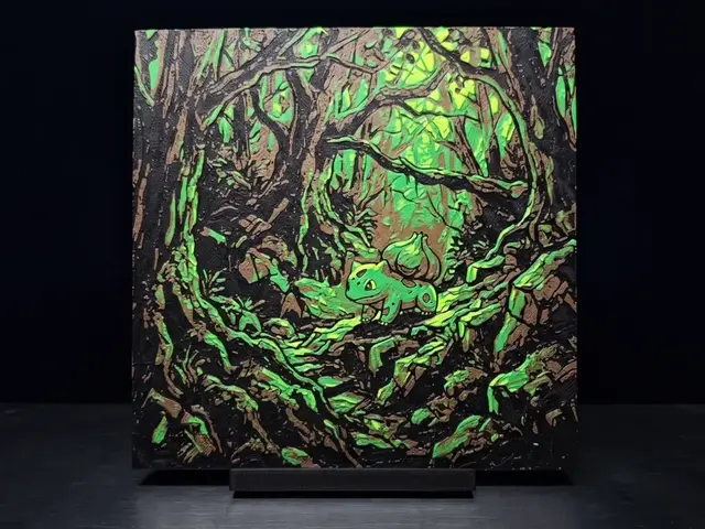 HueForge model: Bulbasaur Forest - Hueforge Wall Art by LED