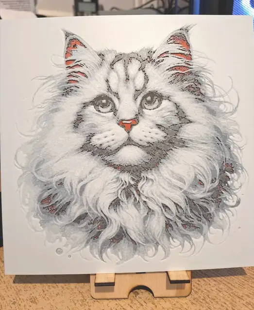 HueForge model: Beautiful fluffy cat - 20x20 hueforge - 4 colours by 3dGlow