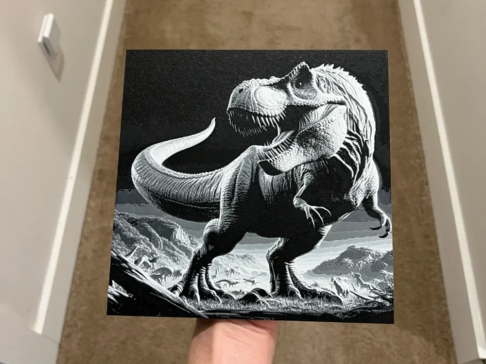 T-rex Art Hueforge by RP47 Designs HueForge model: T-rex Art Hueforge by RP47 Designs