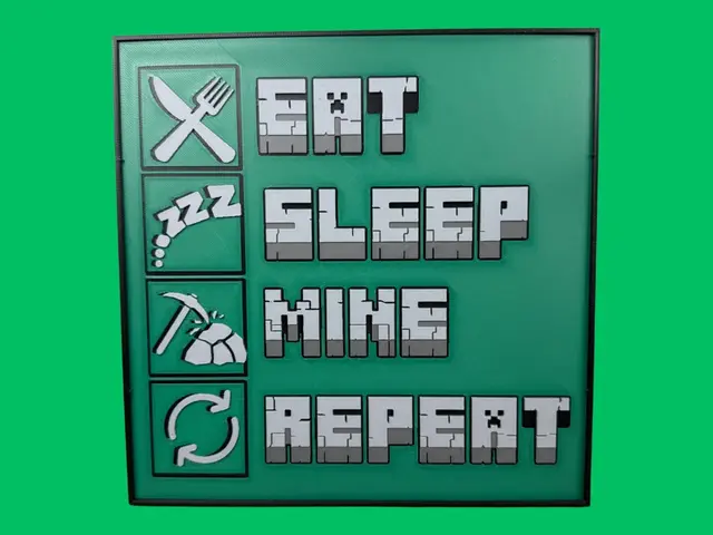 HueForge model: Eat Sleep Mine Repeat - Minecraft Sign by Canadian Gamer