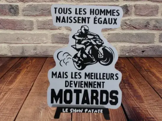 HueForge model: Humorous Motorcycle Plaque Hueforge by leshowpatate