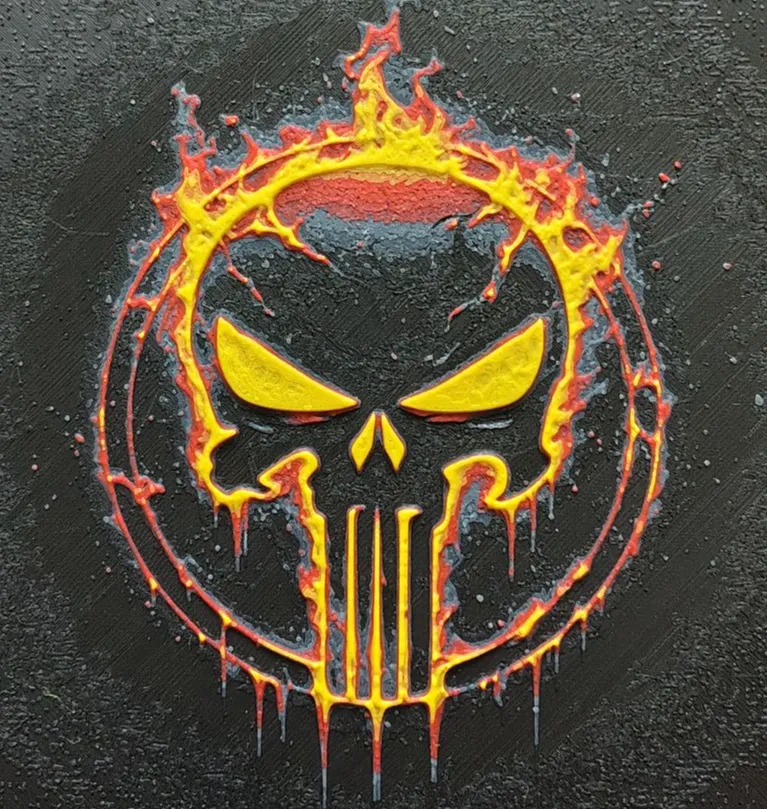 Burning Punisher HueForge by fD.667 HueForge model: Burning Punisher HueForge by fD.667