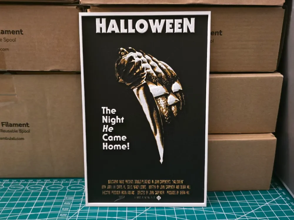 Halloween Movie Poster - Hueforge Art V2 by Lumpy3D HueForge model: Halloween Movie Poster - Hueforge Art V2 by Lumpy3D