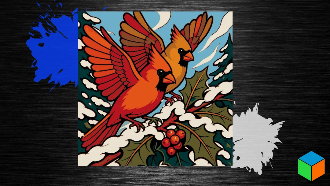 Winter Cardinals — Color in the Snow by 3D Prints By Vic HueForge model: Winter Cardinals — Color in the Snow by 3D Prints By Vic