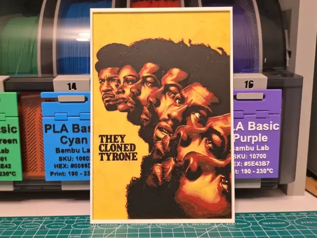 HueForge model: They Cloned Tyrone Movie Poster - Hueforge Art by Lumpy3D