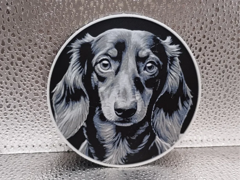 Dachshund Coaster – Hueforge by Borishotch Industries HueForge model: Dachshund Coaster – Hueforge by Borishotch Industries