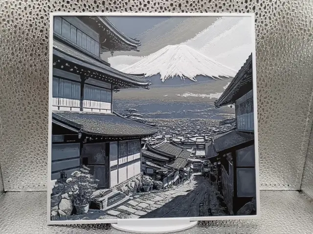 HueForge model: Old Town Pathway to Mount Fuji – Hueforge by Borishotch Industries