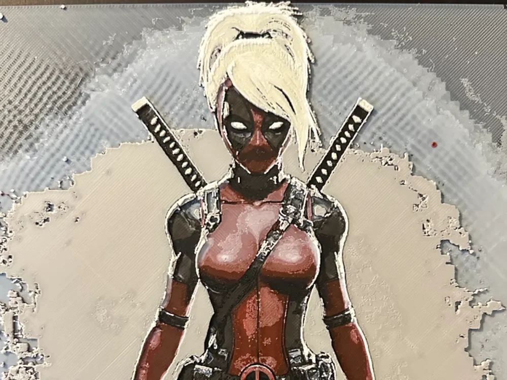 Lady Deadpool Variant Hueforge by Hey Ben HueForge model: Lady Deadpool Variant Hueforge by Hey Ben