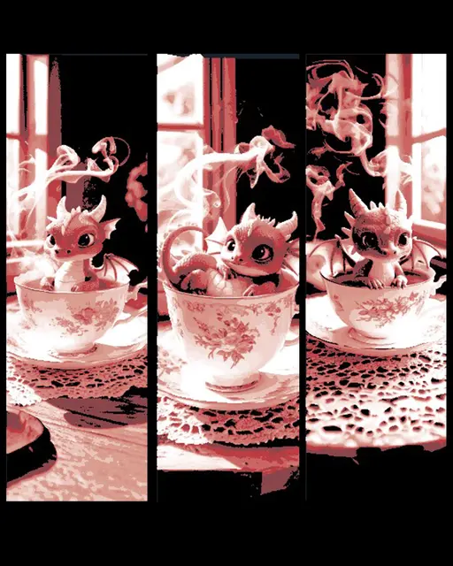 HueForge model: A little break for a bath - Mini Dragon playing in a teacup - set of bookmarks by BooneCo3d