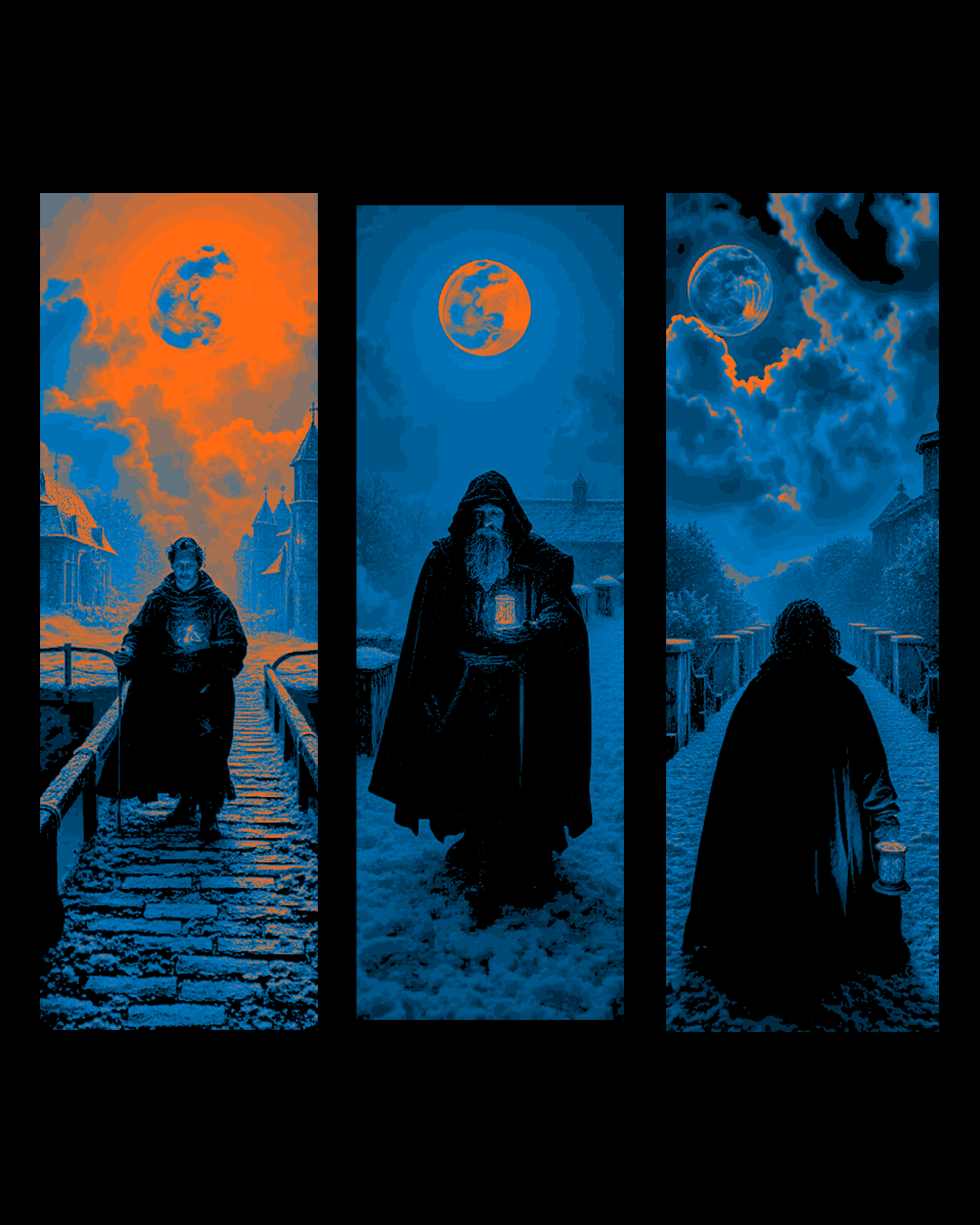 The mysterious Walker under the fire moon - Fantasy set of bookmarks by BooneCo3d HueForge model: The mysterious Walker under the fire moon - Fantasy set of bookmarks by BooneCo3d