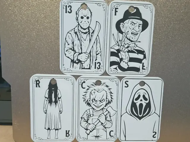 HueForge model: Set of 5 credit card size horror bookmarks by 3dGlow