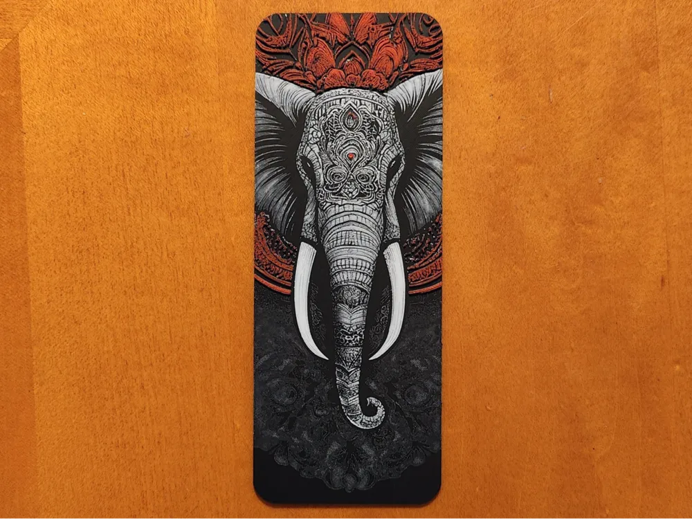 Elephant Mandala Bookmark - Hueforge by Sarge HueForge model: Elephant Mandala Bookmark - Hueforge by Sarge