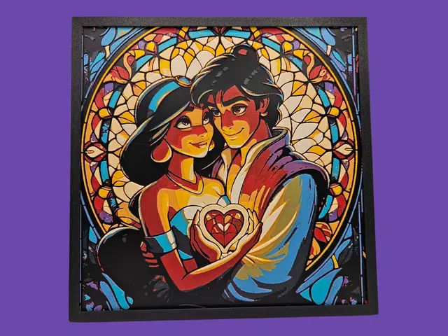 HueForge model: Princess Jasmine and Aladdin by BusyKikiBee