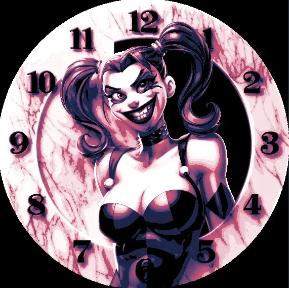 HueForge model: Fanart Clockface - Innocence hiding the truth of Harley Quinn - Animated by BooneCo3d
