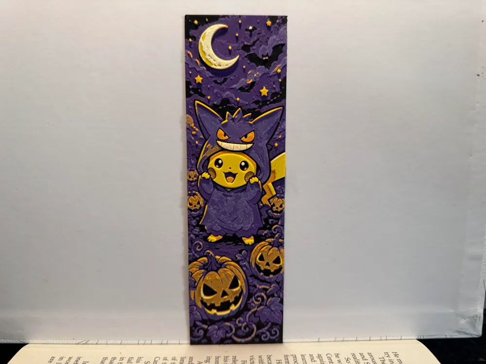 Pikachu Gengar Halloween Costume - Bookmark by LuCasper HueForge model: Pikachu Gengar Halloween Costume - Bookmark by LuCasper