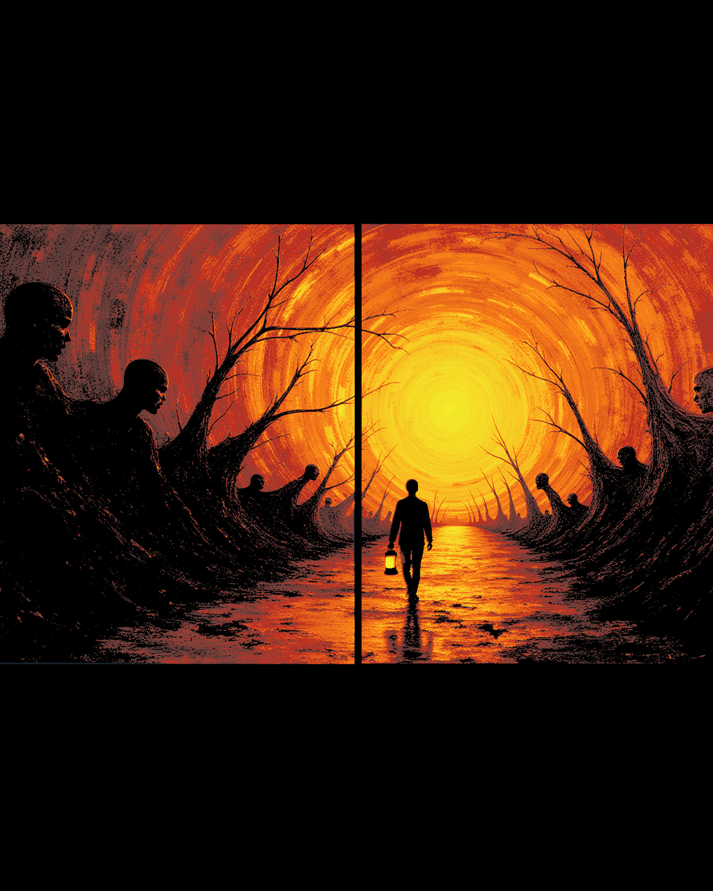 Two Pane Wall Art - The Road traveled is watched by the past - Hueforge art by BooneCo3d HueForge model: Two Pane Wall Art - The Road traveled is watched by the past - Hueforge art by BooneCo3d