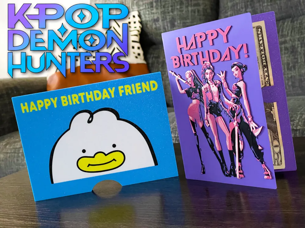 KPop Demon Hunters Birthday Card & Envelope by NiiON HueForge model: KPop Demon Hunters Birthday Card & Envelope by NiiON