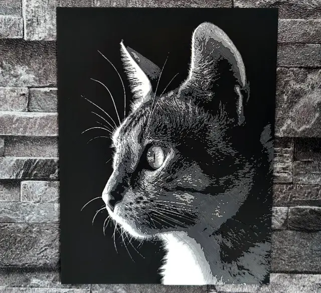 HueForge model: Hueforge Head Cat Background black by StefBull85