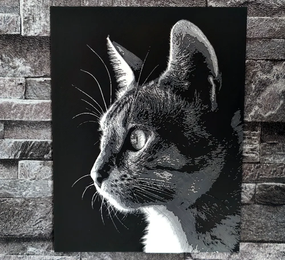 Hueforge Head Cat Background black by StefBull85 HueForge model: Hueforge Head Cat Background black by StefBull85