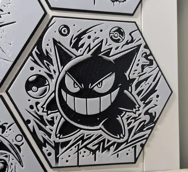 HueForge model: Pokemon Gengar Ectoplasma Hueforge Hex Hexagon by Seb3D