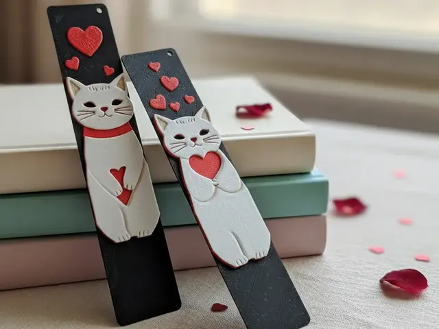 HueForge model: Valentine Kitty Bookmark 4 - Hueforge - 4 Colors by doodleddigital