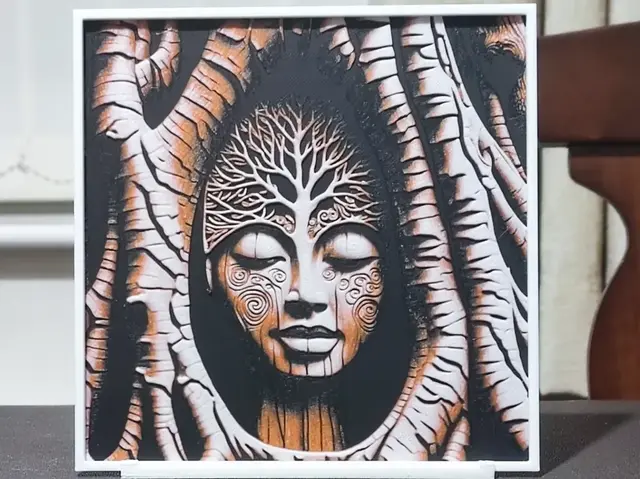 HueForge model: Wood Carving Mother Nature - HueForge 3 Color by BoDad