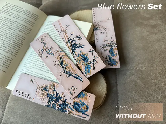 HueForge model: Blue Flowers Set – Elegant Bookmark Collection by Loupes