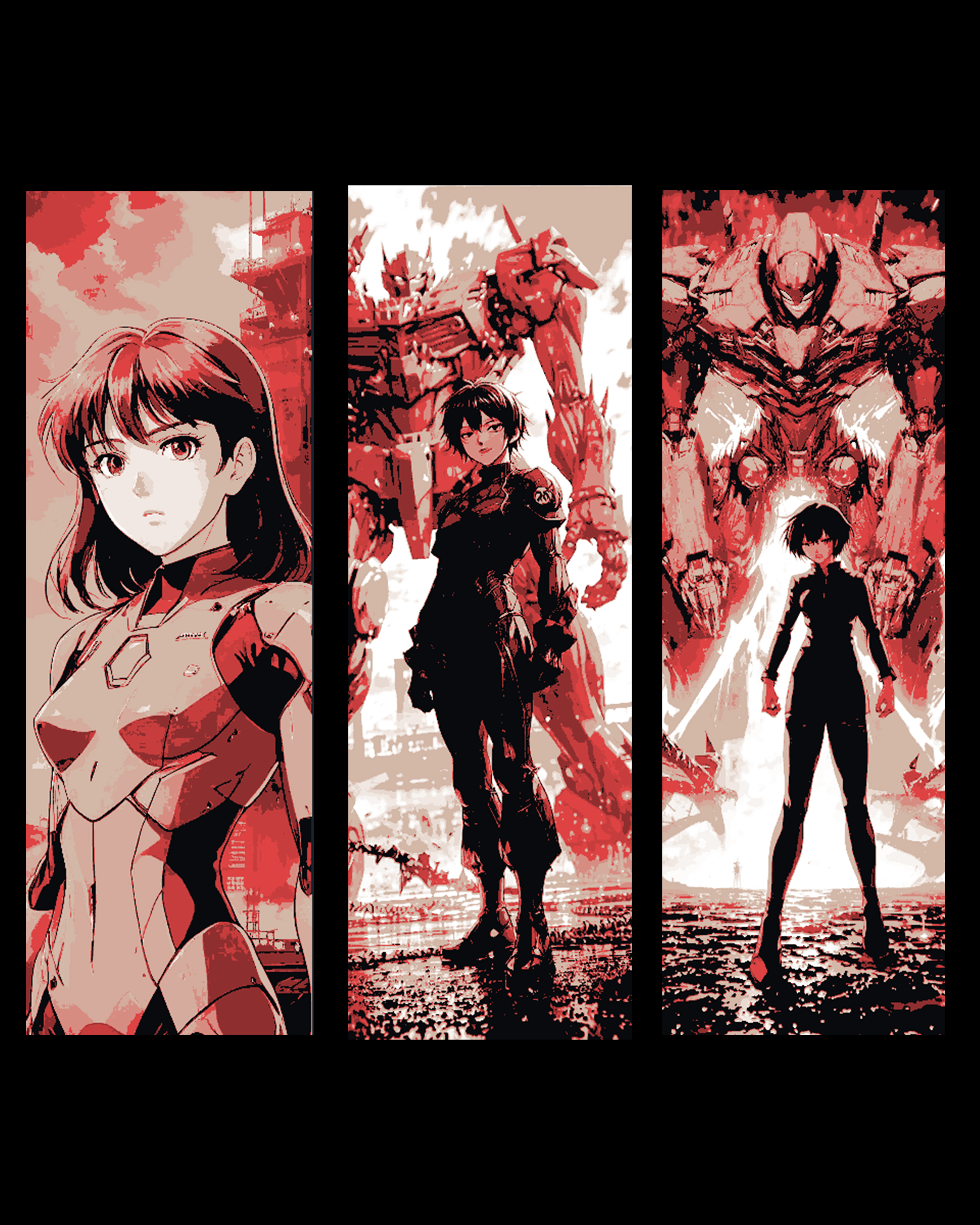 Women pilots and their mecha guardians - Set of bookmarks by BooneCo3d HueForge model: Women pilots and their mecha guardians - Set of bookmarks by BooneCo3d