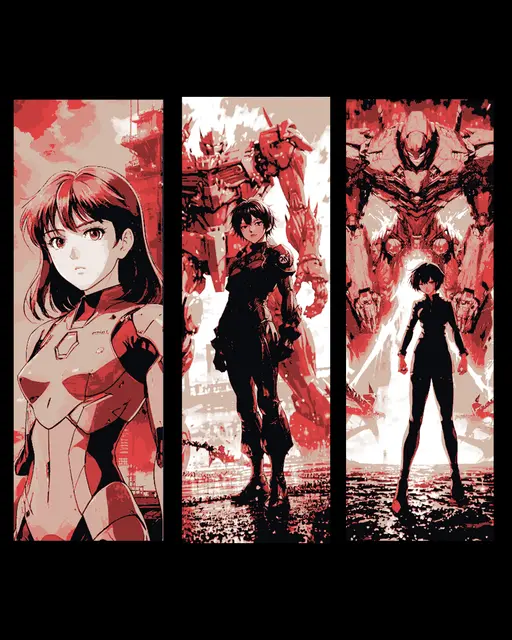 HueForge model: Women pilots and their mecha guardians - Set of bookmarks by BooneCo3d