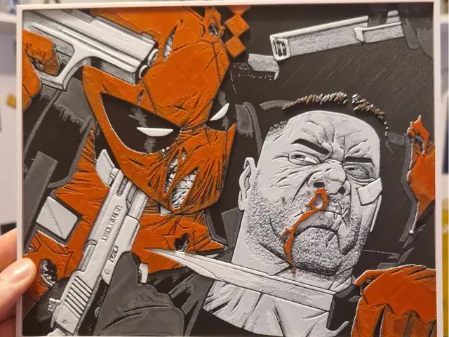 HueForge model: Deadpool Vs Punisher Hueforge by Dakiren
