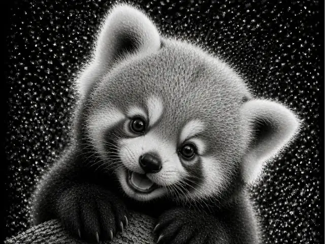 HueForge model: Baby Red Panda - Baby animals  B&W - EASY PRINT by Hueforge Maker