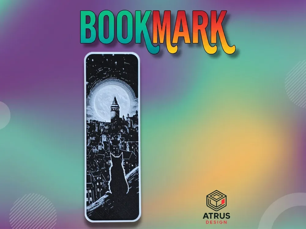 Moon Cat Bookmark by Atrus Design HueForge model: Moon Cat Bookmark by Atrus Design