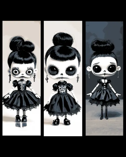 HueForge model: Day of the Dead Doll in the style of a Gothic dressed girl - Set of bookmarks by BooneCo3d
