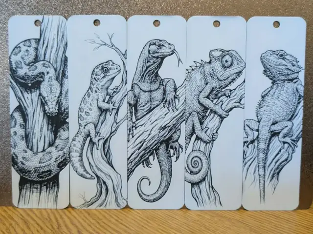 HueForge model: Reptile world - Bookmarks - 2 colours - set of 5 by 3dGlow