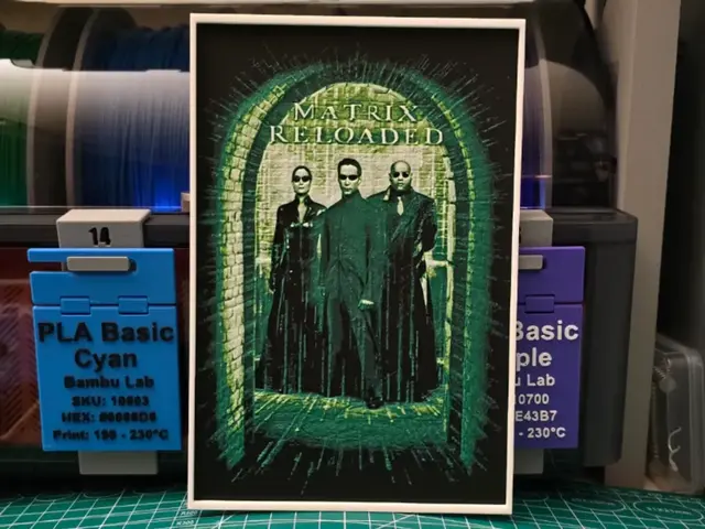 HueForge model: The Matrix Reloaded Movie Poster - Hueforge Art by Lumpy3D