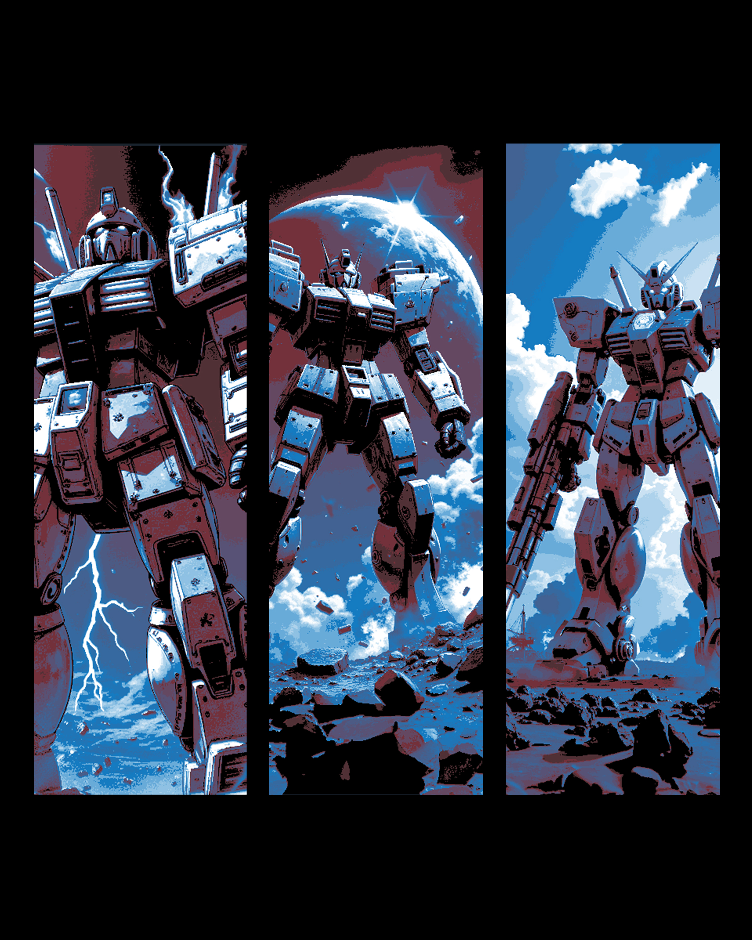 Fanart of some big robot warriors - Standing tall and ready for battle - set of bookmarks by BooneCo3d HueForge model: Fanart of some big robot warriors - Standing tall and ready for battle - set of bookmarks by BooneCo3d