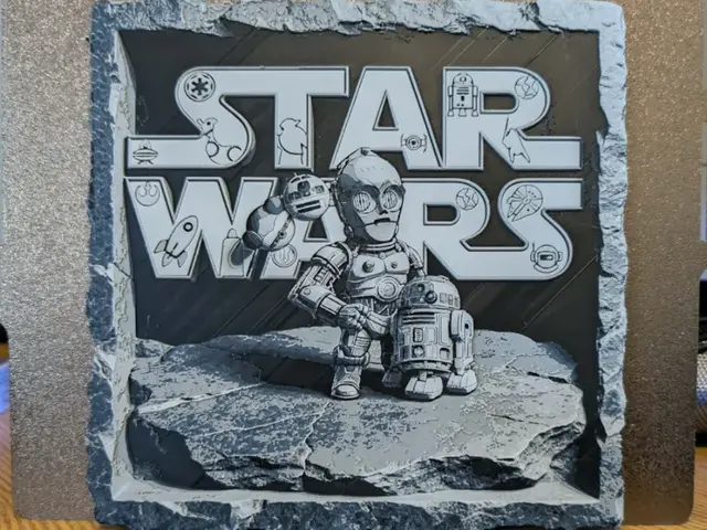 HueForge model: Slate style c3po and r2d2 Hueforge by 3dGlow