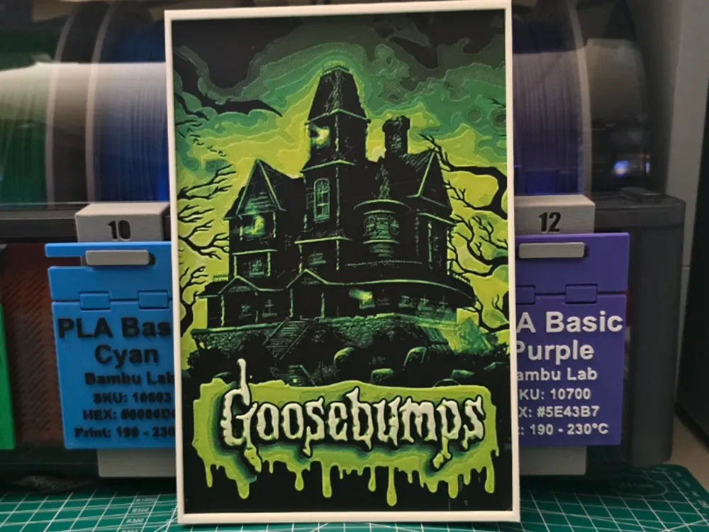 Goosebumps Poster - Hueforge Art by Lumpy3D HueForge model: Goosebumps Poster - Hueforge Art by Lumpy3D