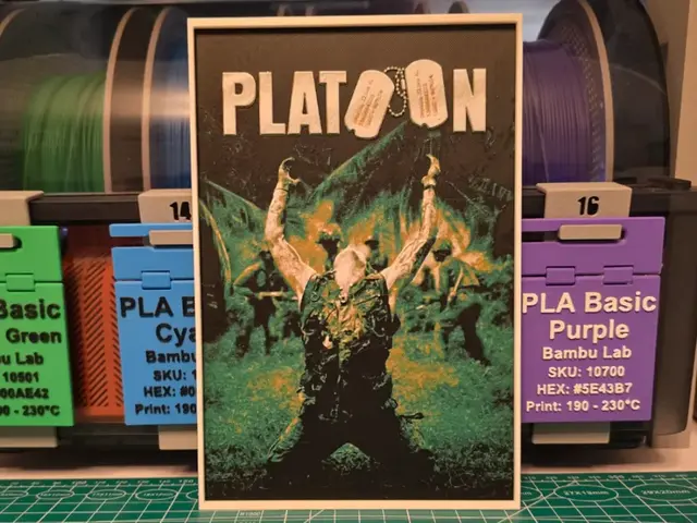 HueForge model: Platoon Movie Poster - Hueforge Art by Lumpy3D