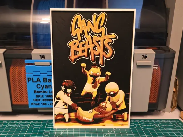 HueForge model: Gang Beasts Game Poster - Hueforge Art by Lumpy3D