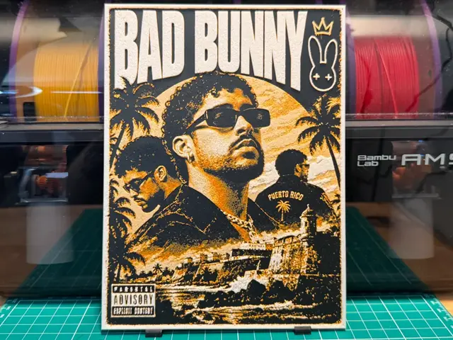 HueForge model: Bad Bunny Poster by liv_3d
