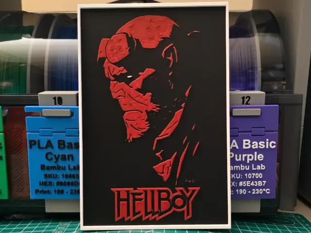 HueForge model: Hellboy Movie Poster - Hueforge Art by Lumpy3D