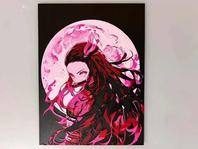 HueForge model: Nezuko, Demon Slayer, Moon by 3djd
