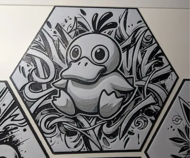HueForge model: Pokemon Psyduck Psykokwak Hueforge Hex  Hexagon by Seb3D