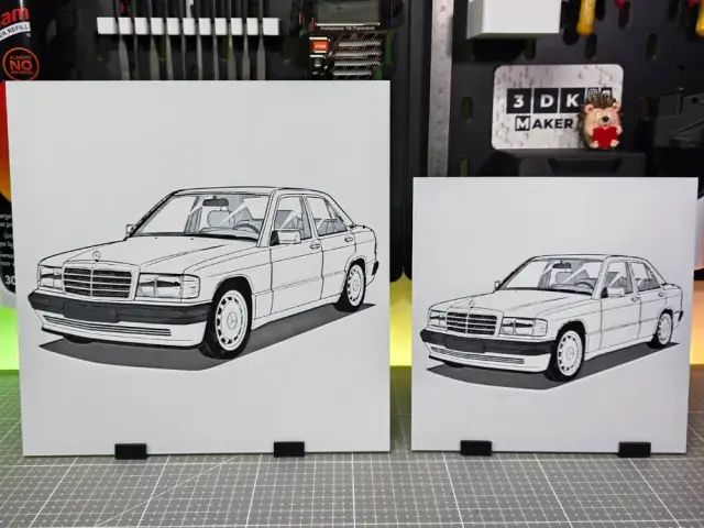 HueForge model: Mercedes Benz W201 - Hueforge - 3 Colors by Montoya Maker