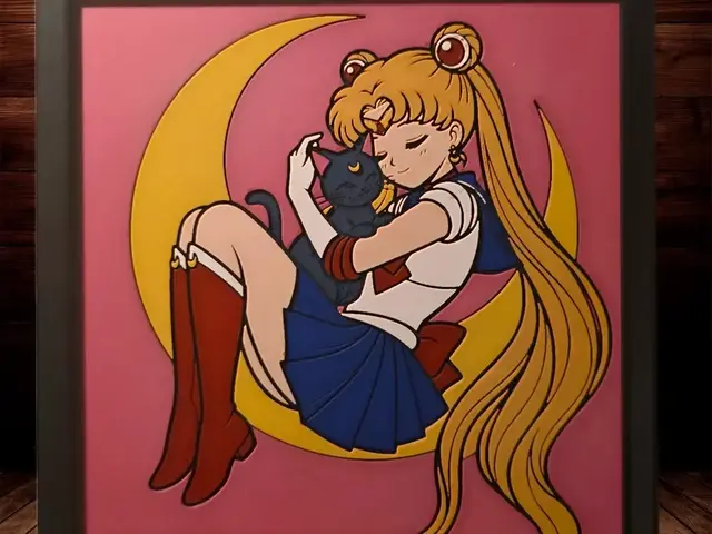 HueForge model: Sailor Moon and Luna by Side Quest Hues
