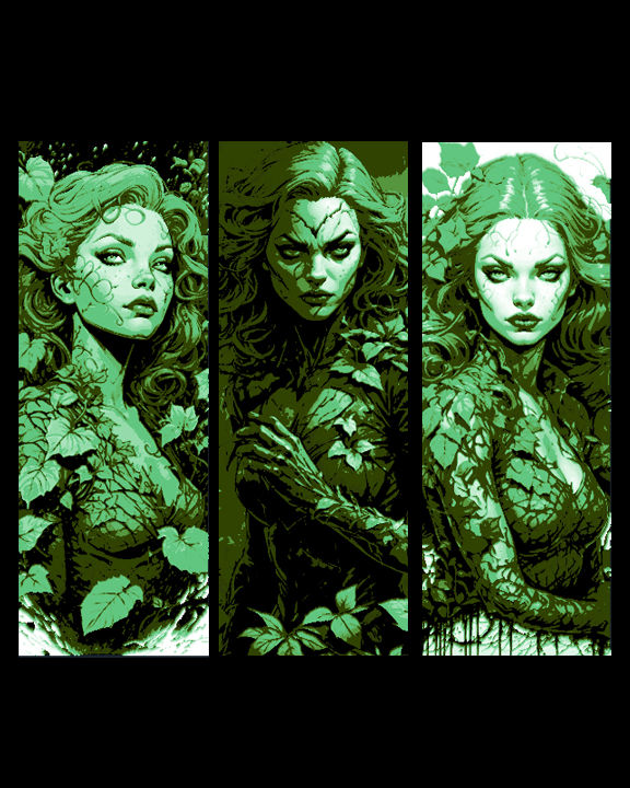 Fan Art Set of 3 Bookmarks - DC Comic Character Art of Poison Ivy by BooneCo3d HueForge model: Fan Art Set of 3 Bookmarks - DC Comic Character Art of Poison Ivy by BooneCo3d