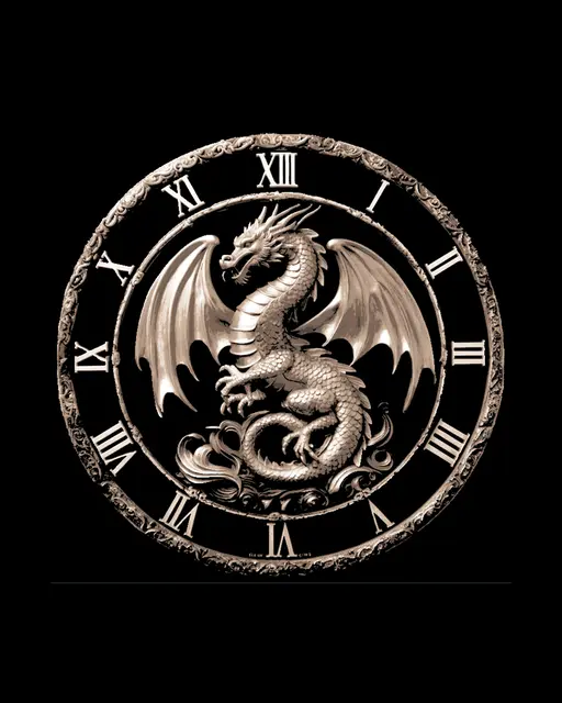 HueForge model: The European Dragon in its Majesty - Golden Clockface by BooneCo3d